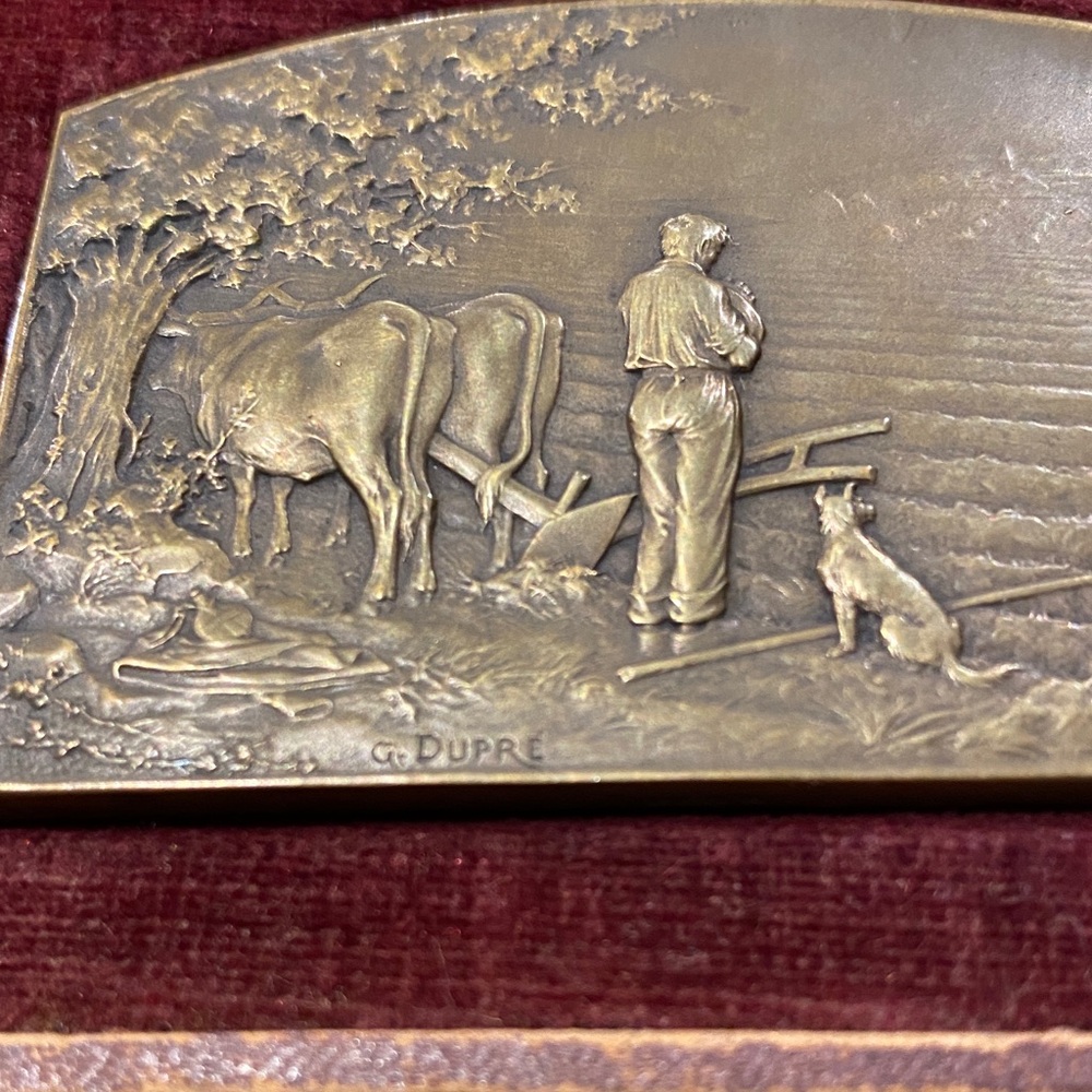 G. Dupre Antique Bronze medal late 1800’s/1900’s agricultural/mother with child - Picture 8 of 16